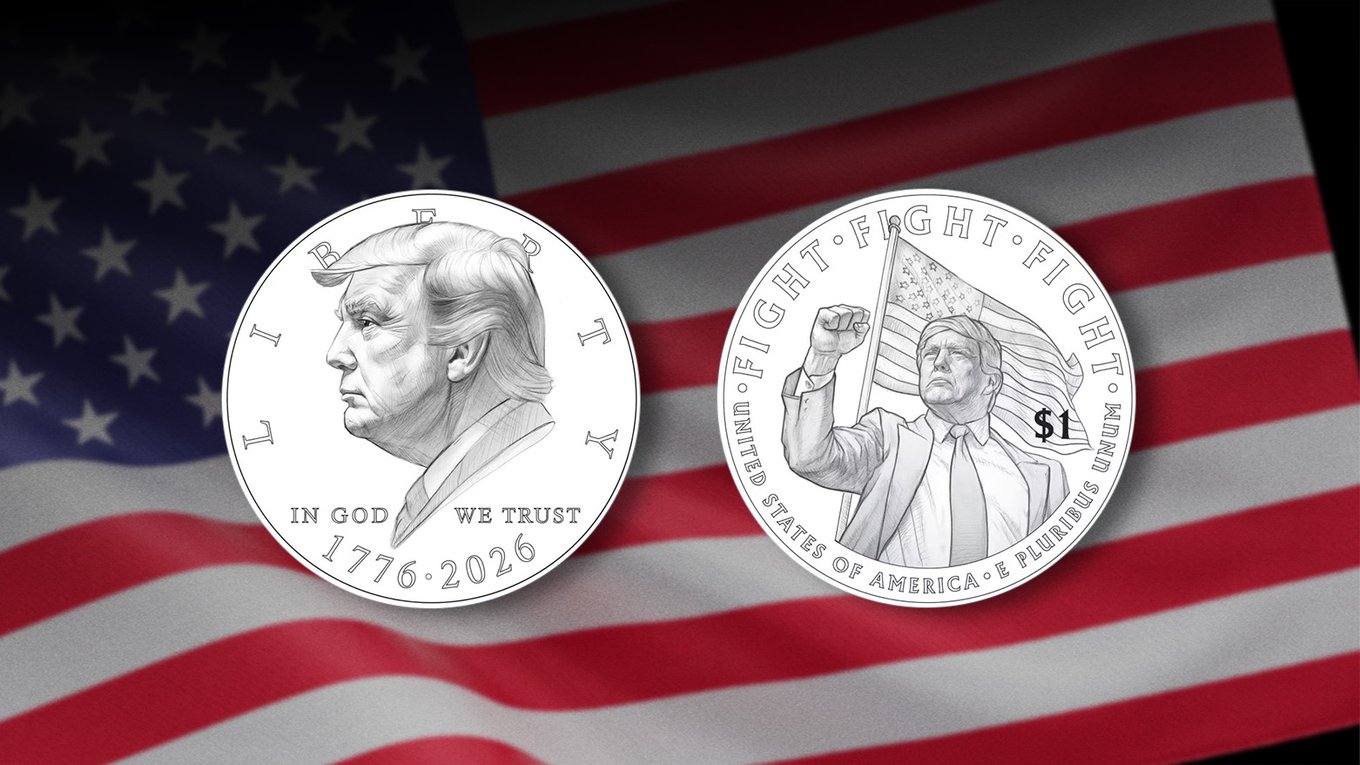 Трамп, монета, доллар, президент, юбилей