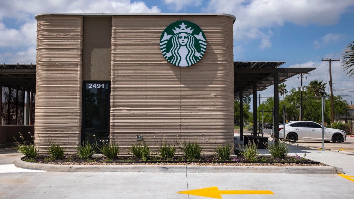 Starbucks, 3D-печать зданий, кофейня в Техасе, инновации в строительстве, PERI 3D Construction