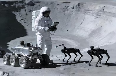 космос, Луна, Китай, роботы-собаки, космонавты, лунные миссии