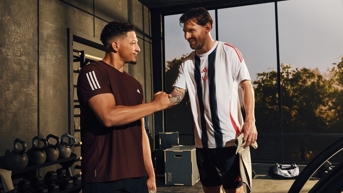 Adidas реклама Месси, Месси и Махоумс, дружеское соперничество спортсменов, новая кампания Adidas, спортивная реклама 2025