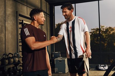 Adidas реклама Месси, Месси и Махоумс, дружеское соперничество спортсменов, новая кампания Adidas, спортивная реклама 2025