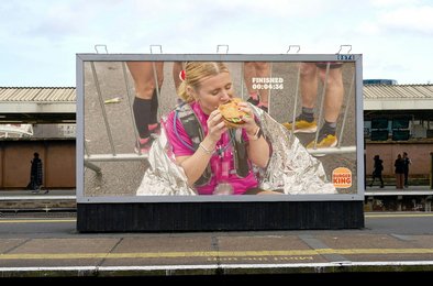 бургер, марафон, реклама, фастфуд, бег
