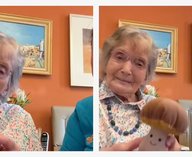 пожилая звезда TikTok, бабушка в TikTok, плюшевые игрушки Jellycat, вирусное видео, добрые соцсети