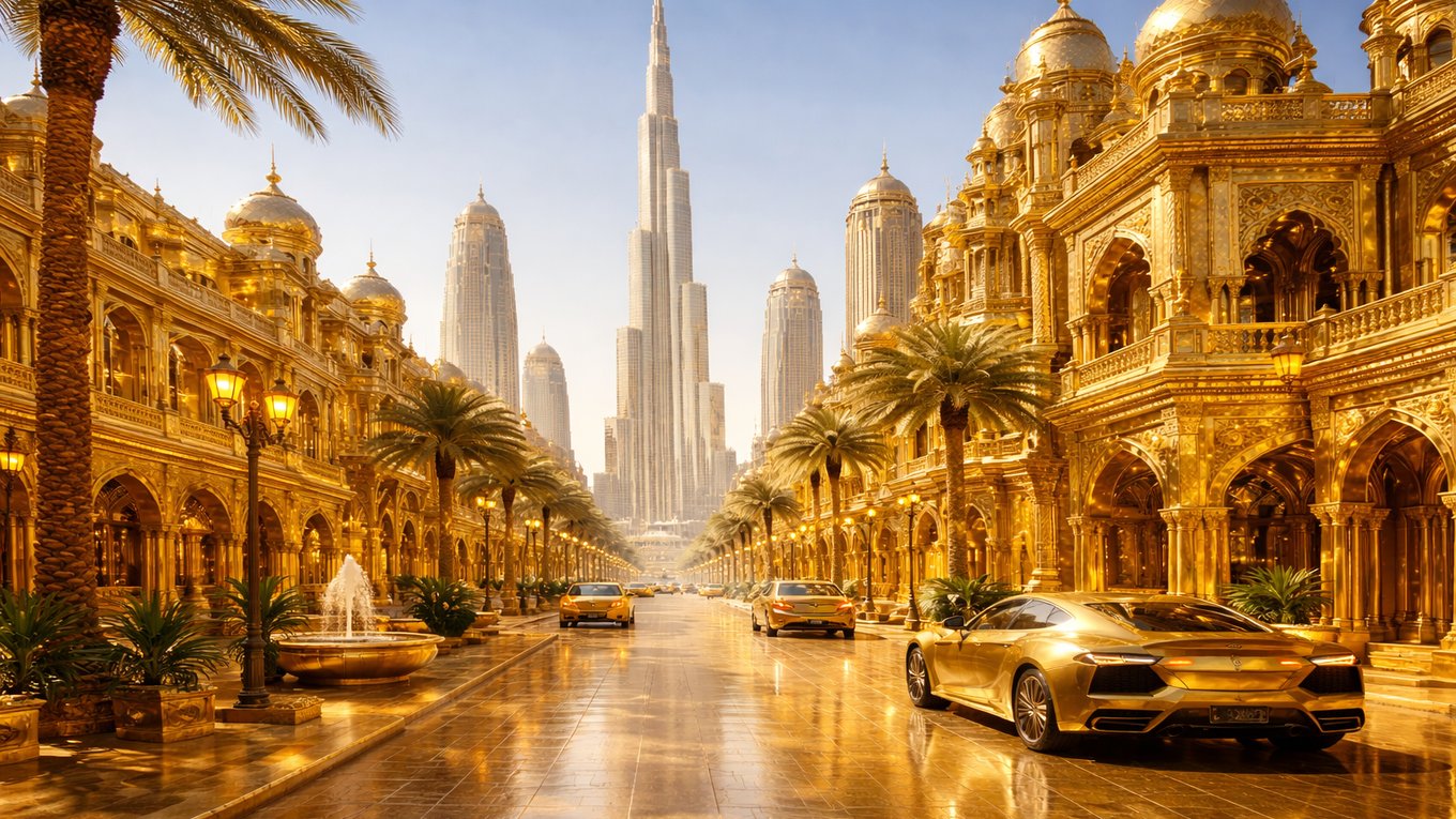 Дубай, золото, улица, туризм, ОАЭ