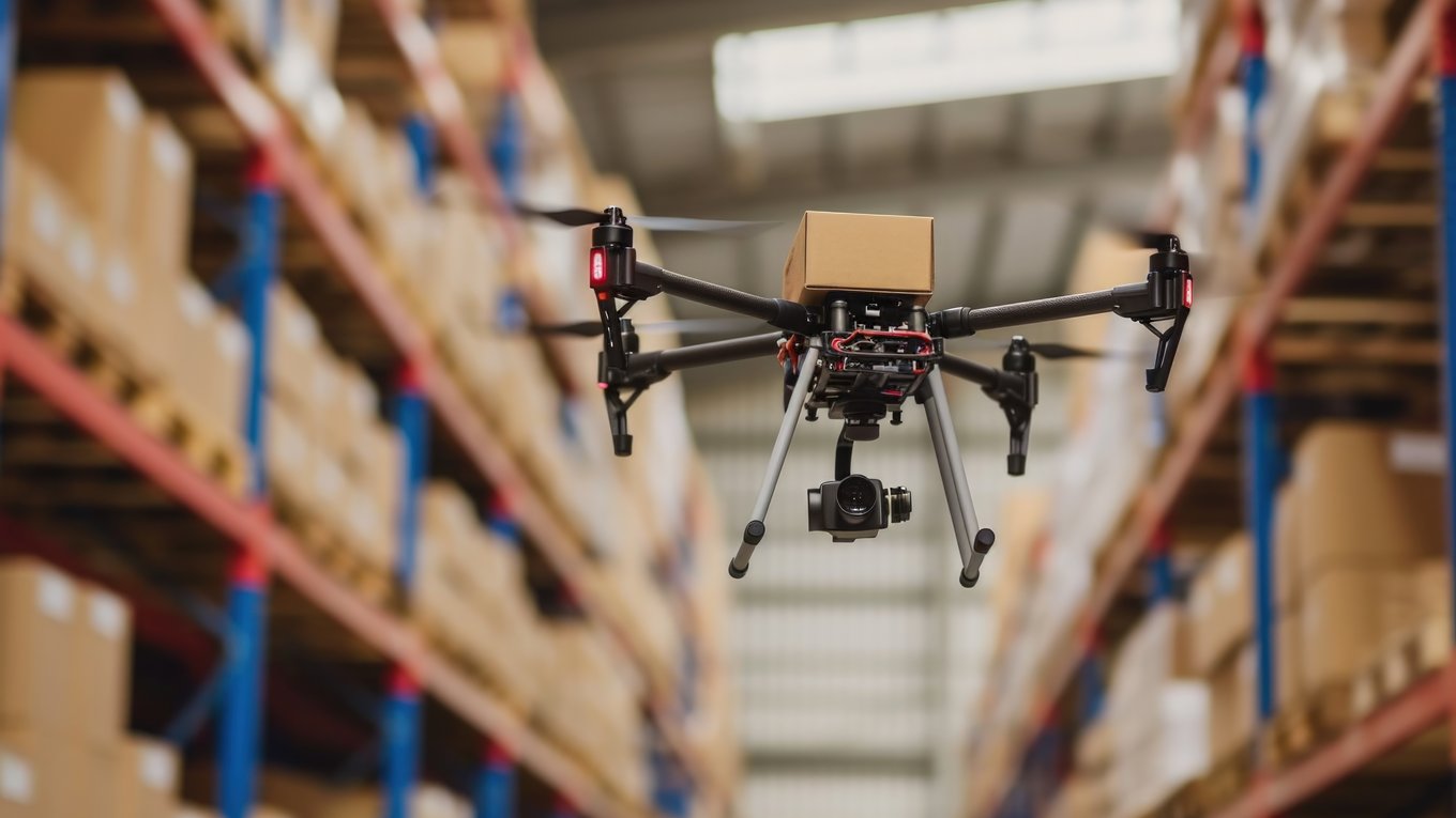 дроны, склад, логистика, роботы, доставка