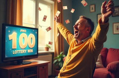 выигрыш в лотерею, счастливый билет, крупный приз лото, радость от выигрыша, российские рубли лотерея