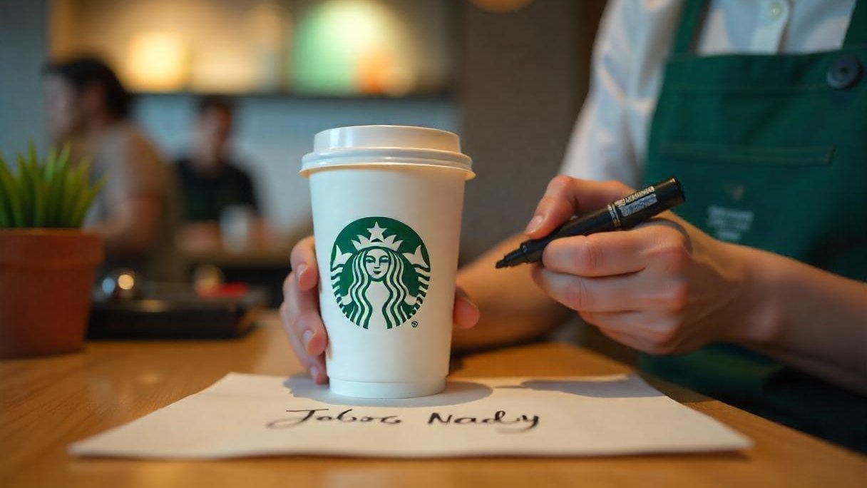 Starbucks Южная Корея, запрет политических имён, заказ в Starbucks, бариста подписывает стакан, нейтральность в кафе