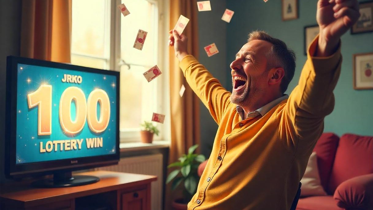 выигрыш в лотерею, счастливый билет, крупный приз лото, радость от выигрыша, российские рубли лотерея