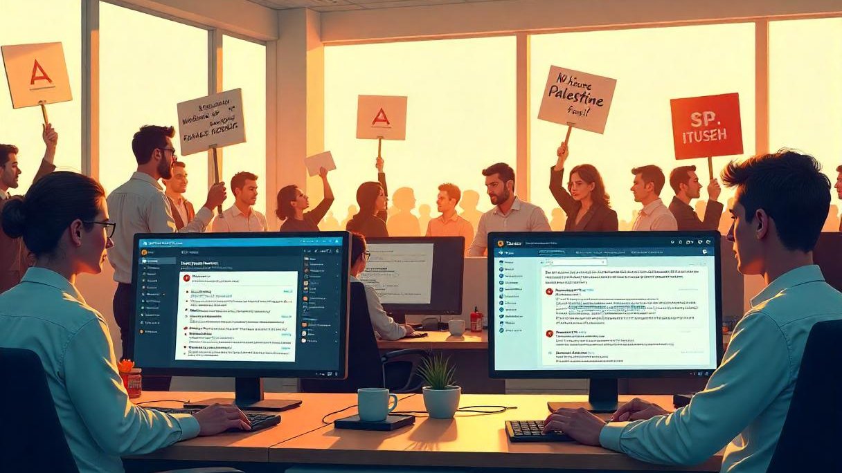 Microsoft блокировка слова Палестина, цензура в корпоративной почте, фильтрация писем Microsoft, внутренний протест Microsoft, этика и технологии Microsoft