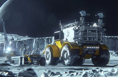 Луна, робот, космос, инфраструктура, экскаватор