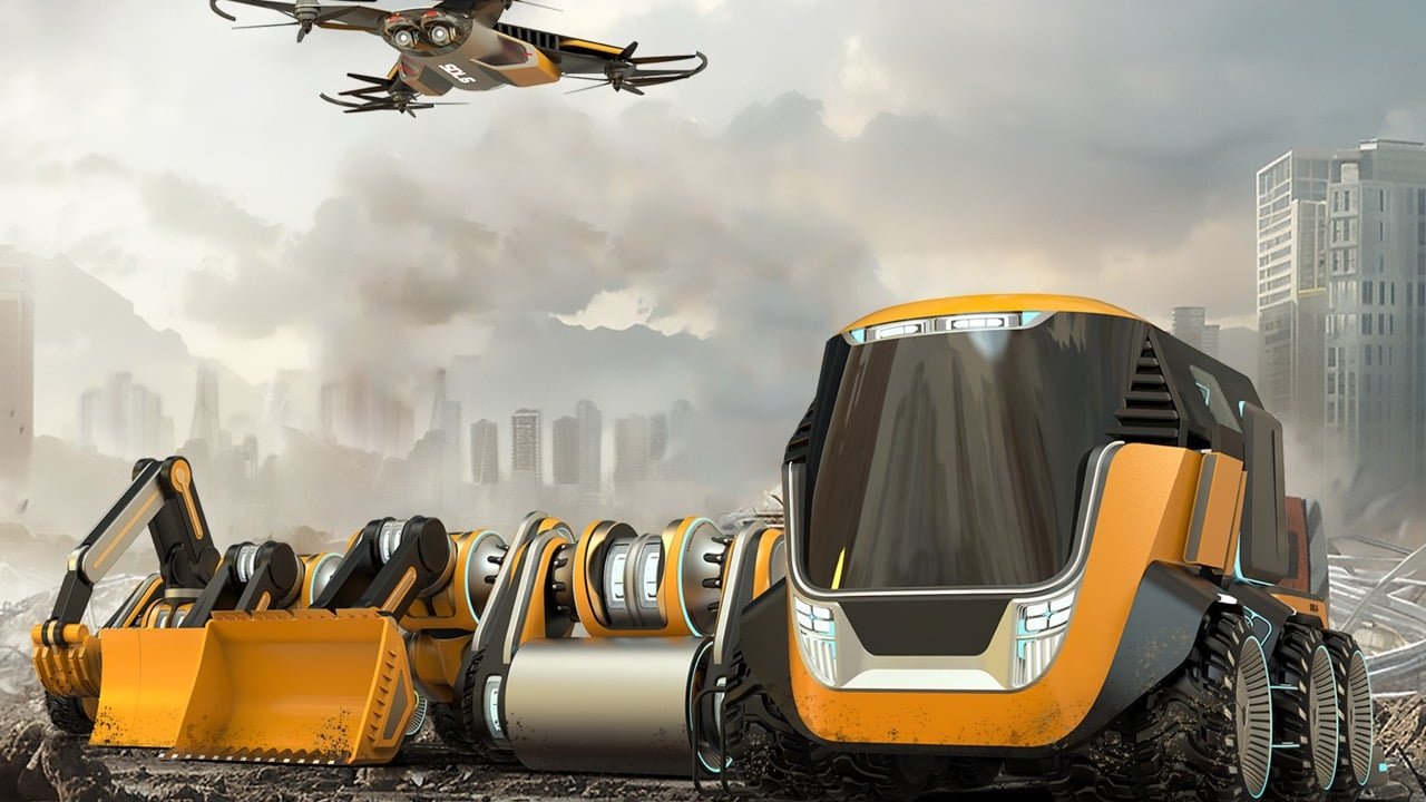 Китай, трансформер, строительство, роботы, дороги